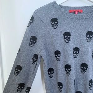 Saks Fifth Avenue Cotton Skull Grey Sweater